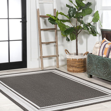 James Modern Border Stripe Indoor/outdoor Area Rug